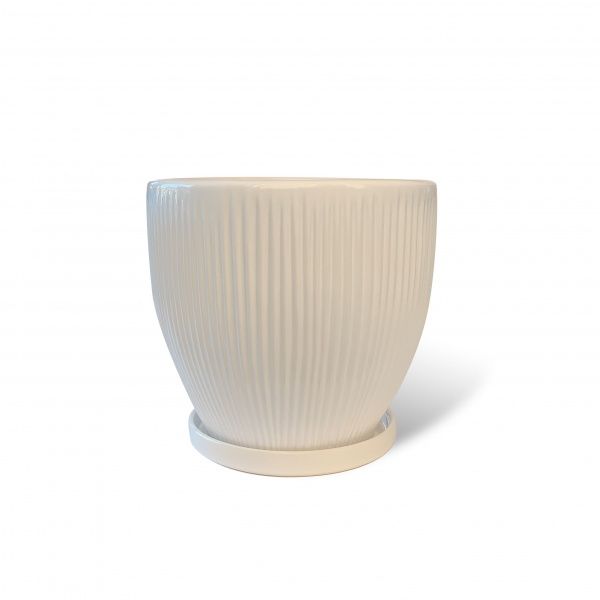 Горшок керамический Резон Гофре белый 