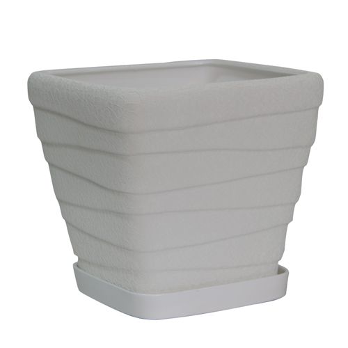 Горшок керамический Ориана-Запорожкерамика Волна №1 шелк квадратный 15 л белый (069-1-011) 