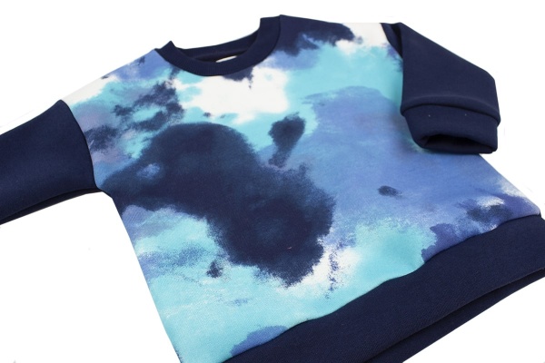 Костюм Маленькие люди Принт р.140 темно-синий 