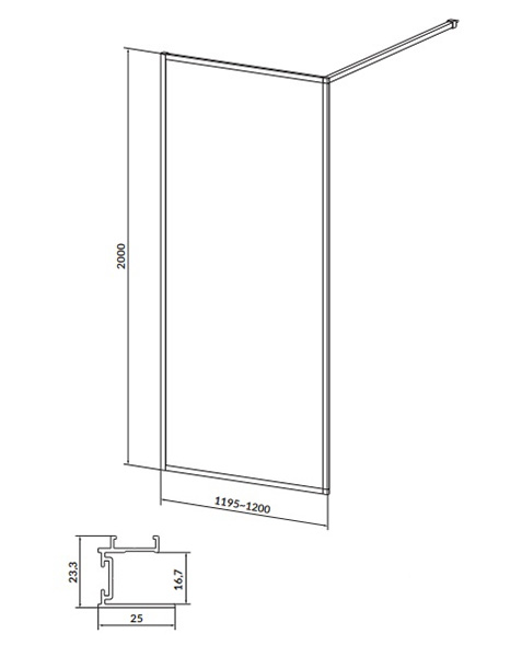 Стінка душова WALK-IN LARGA 120x200 см (EZZS1001152195) 
