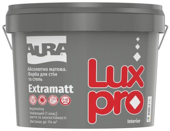 Фарба інтер'єрна акрилатна Aura® Luxpro Extramatt глибокий мат білий 9,5л 13,3кг