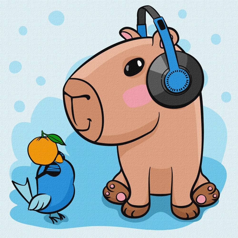 Картина за номерами Капібара в навушниках 30х30 см Ideyka