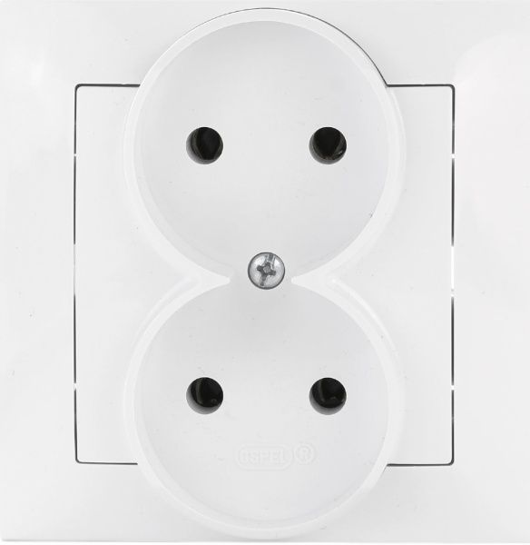 Розетка двойная без заземления Ospel Impresja 16 А 250 В без шторок белый