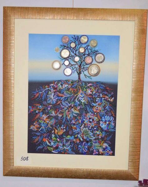 Набор для вышивания бисером на натуральном художественном холсте Денежное дерево 310x420 мм Абрис Арт