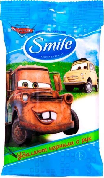Детские влажные салфетки Smile Тачки 15 шт.
