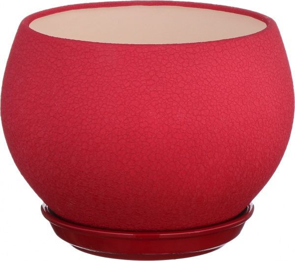Горшок керамический Ориана-Запорожкерамика Шар шелк круглый 4,1л бордовый 