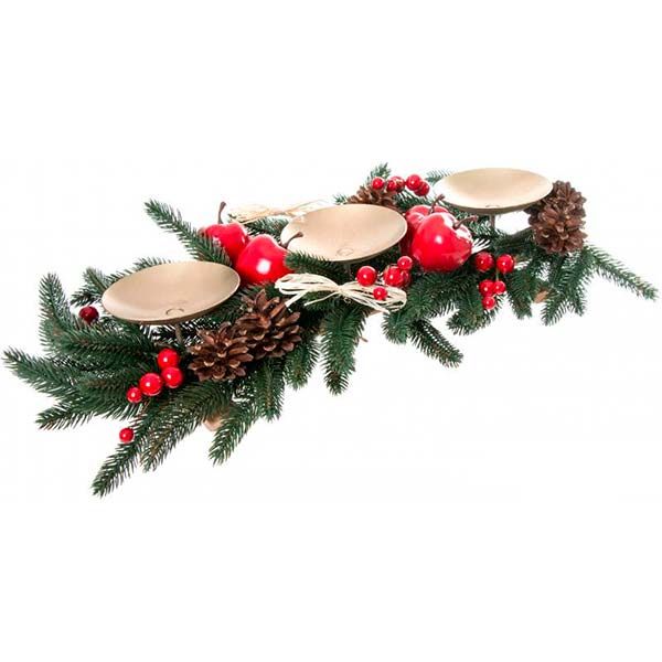 Подсвечник на деревянной подставке на 3 свечи