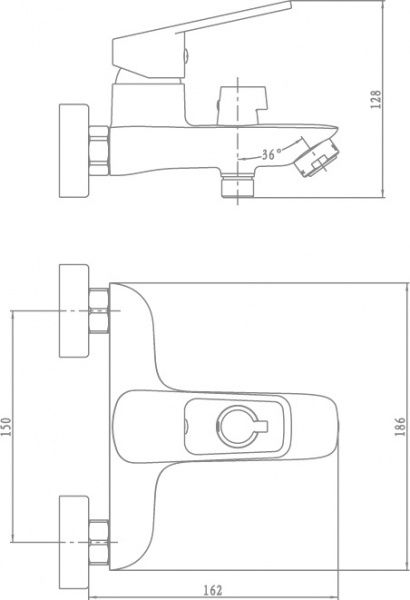 Смеситель для ванны Aqua Rodos Boston 91361