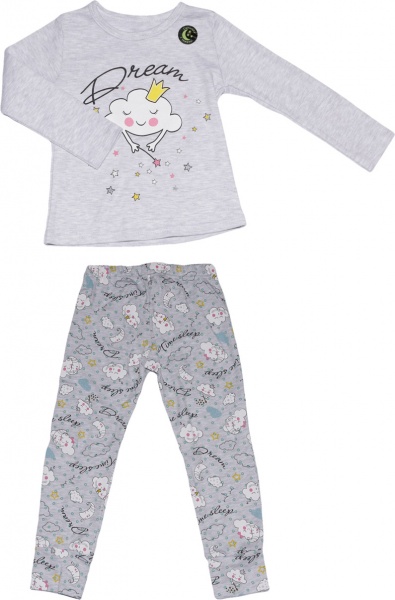 Пижама детская для девочки Фламинго 245-235 р.116 серый с рисунком 