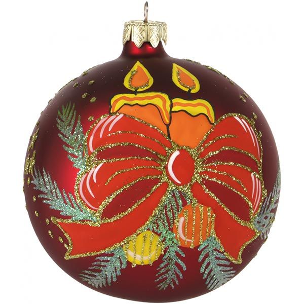 Шар стеклянный d100 4867 красный с рисунком