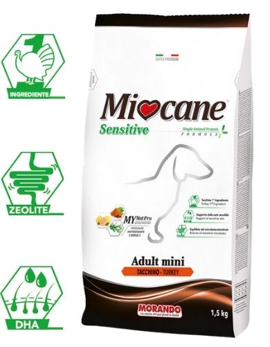 Корм сухой Morando MioCane Mini Sensitive (монопротеиновый) для собак мелких пород индейка 1,5 кг