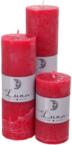 Свічка Рустік циліндр червоний Cardinal C5510-200 Luna