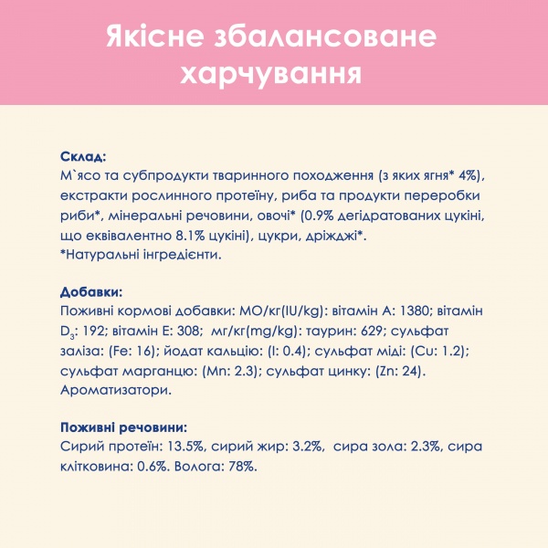 Консерва для кошенят Cat Chow шматочки у підливці з ягням та цукіні 85 г