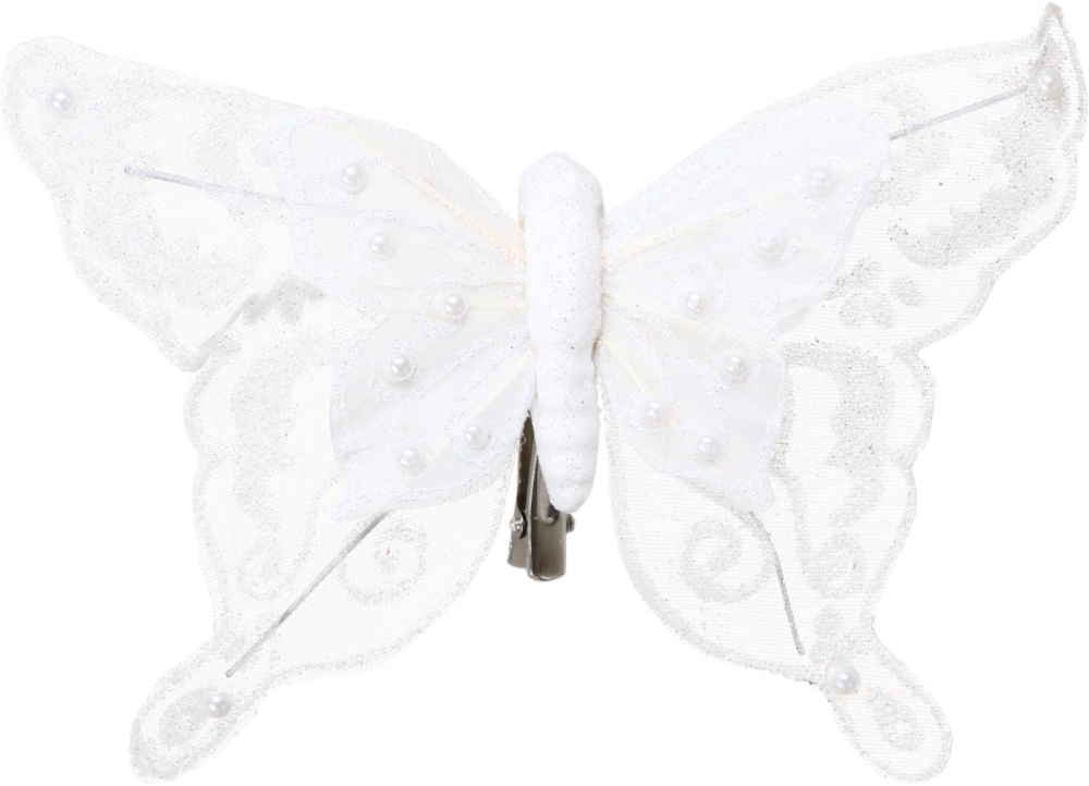 Декорация бабочка нежная 12 см белый D181354A
