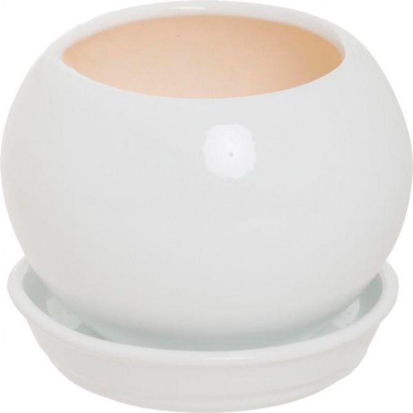 Горщик керамічний Оріана-Запоріжкераміка Куля глянець круглий 4,1л білий 