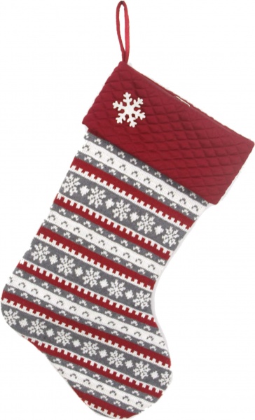 Декорация новогодняя SHENZHEN NANSING SCIENCE сапожок рождественский в полоску и снежинку 53 см 