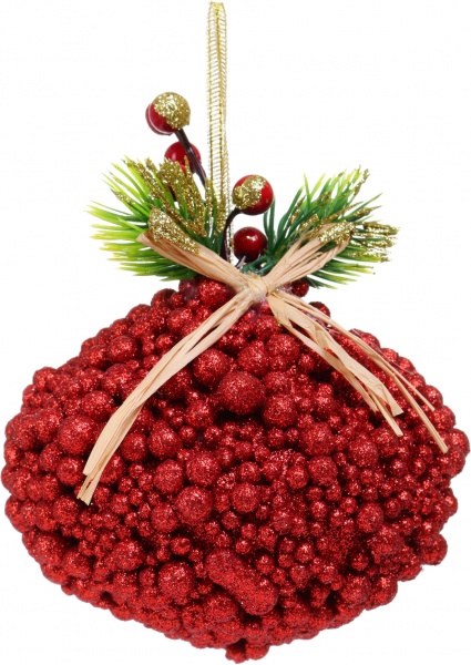 Декоративна підвіска Дзига з декором 10 см червоний HL21-20