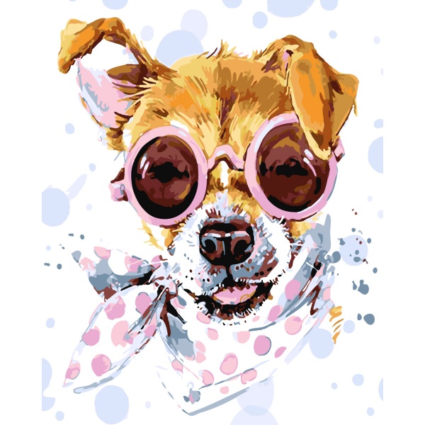 Раскраска по номерам Strateg Собака в очках 30х40 см SS-6423
