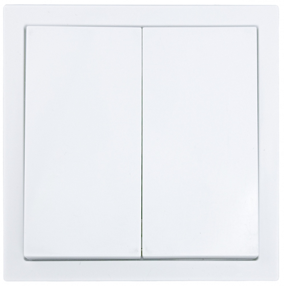 Механізм вимикача двоклавішний HausMark Juna без підсвітки білий