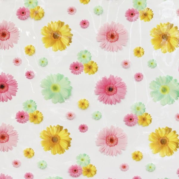 Клейонка Гербера бузкова 1,4 м прозора 8811