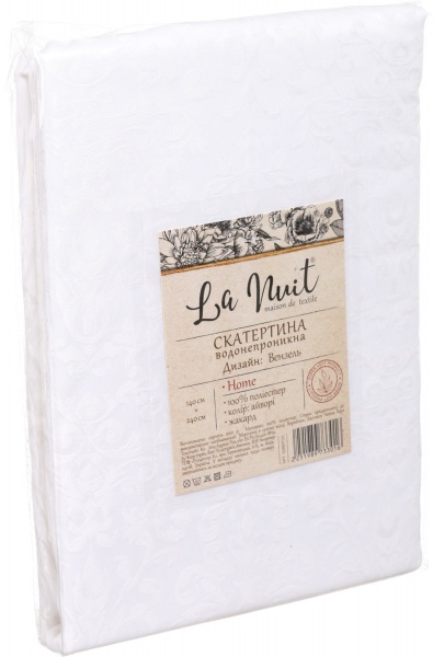 Скатерть Jacquard вензель 140x240 см айвори La Nuit 