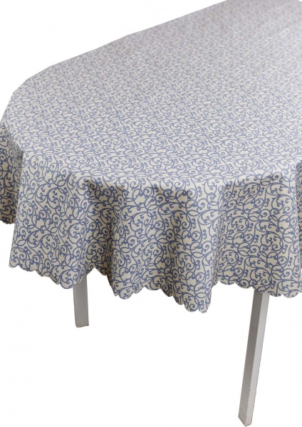 Скатерть водонепроницаемая Simfoni Синий вензель 136x176 см Прованс 
