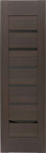 Дверное полотно ОМиС Лагуна с черным стеклом ПГО 600 мм венге