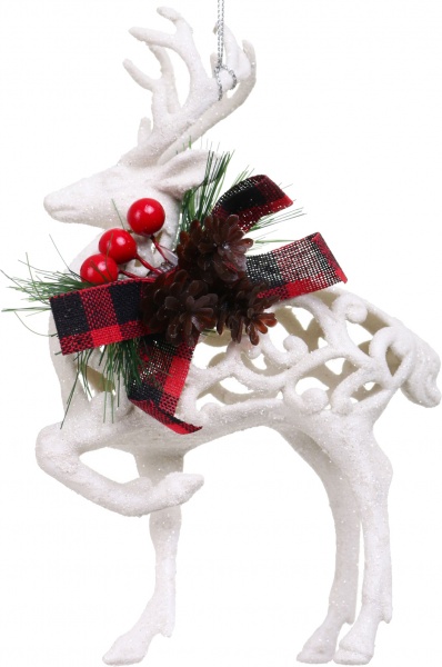 Елочная игрушка Олень белый E09032 18 см 