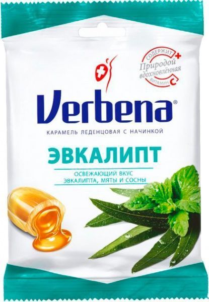 Льодяники Verbena евкаліпт з травами і вітаміном С 60 г (8585000204907)