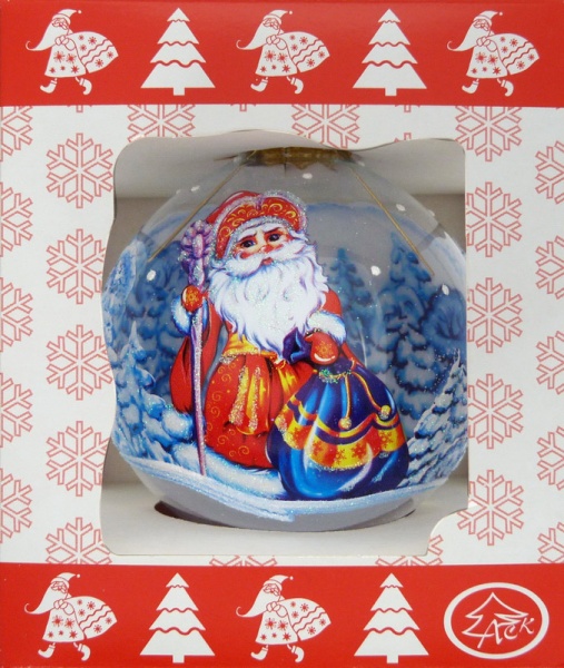 Шар стеклянный с рисунком 3D 80 мм прозрачный 80D3d(1)/1