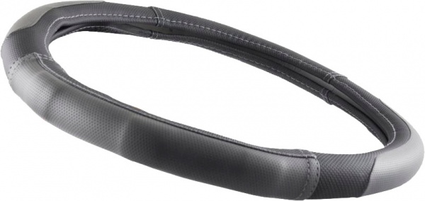 Чохол на кермо WINSO M Ø37-39 чорний з сірими вставками і перфорацією на основі білої гуми (140620)