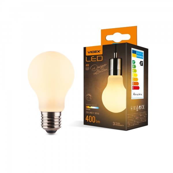 Лампа світлодіодна Videx FIL VIDEX A60 4 Вт E27 3000 К 220 В жовта 27623 
