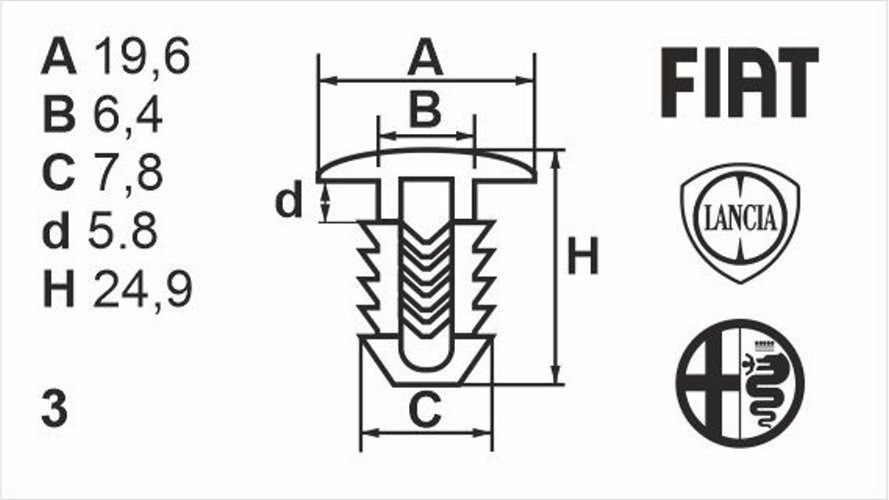 Клипса нажимная наружная (обшивка) Romix (10052)