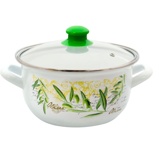 Каструля Olive емальована зі скляною кришкою 2,9 л 20 см Infinity