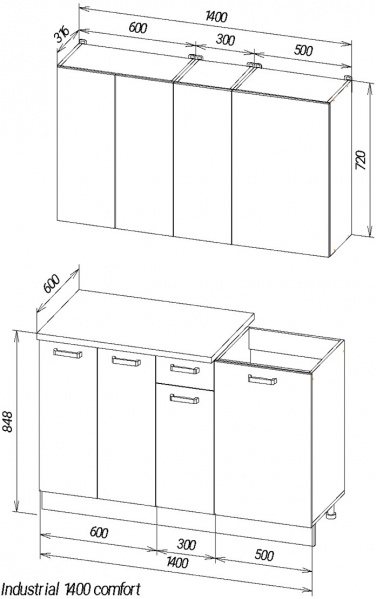 Кухня Industrial comfort ЛДСП 1,4 м 