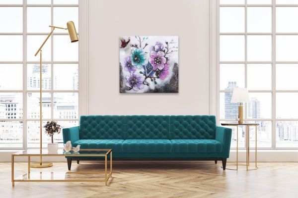 Картина Цветы фиолетовые 80x80 см 