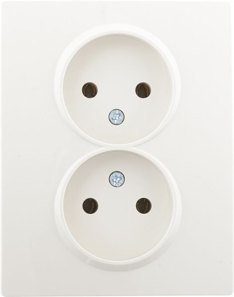 Розетка подвійна без заземлення UP! (Underprice) One Plus без кришки крем 706-0303-128B