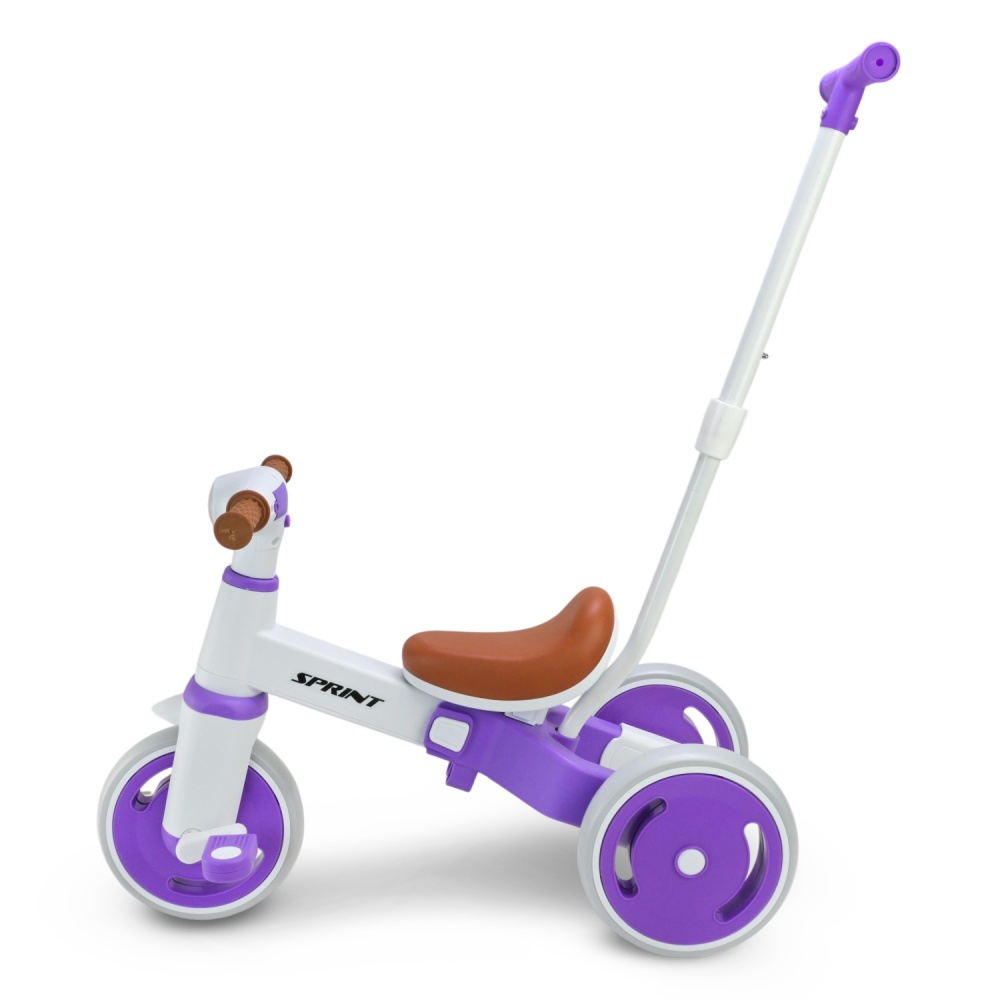 Велосипед трехколесный Shantou с родительской ручкой белый с фиолетовым TR2604