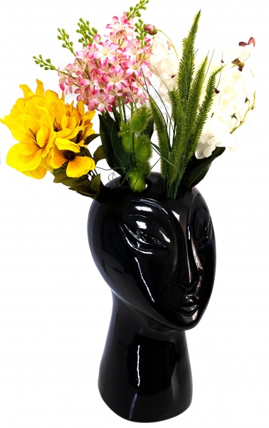 Ваза керамическая Nana ceramics Голова 43 см черный глянец 