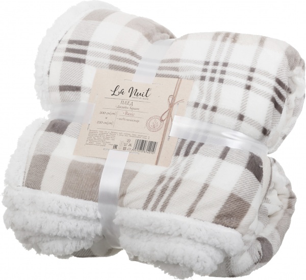 Плед двосторонній Square 200x220 см білий із бежевим La Nuit 