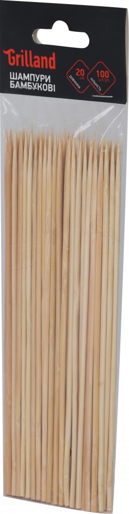 Набор бамбуковых шампуров Grilland 20 см 100 шт/уп.