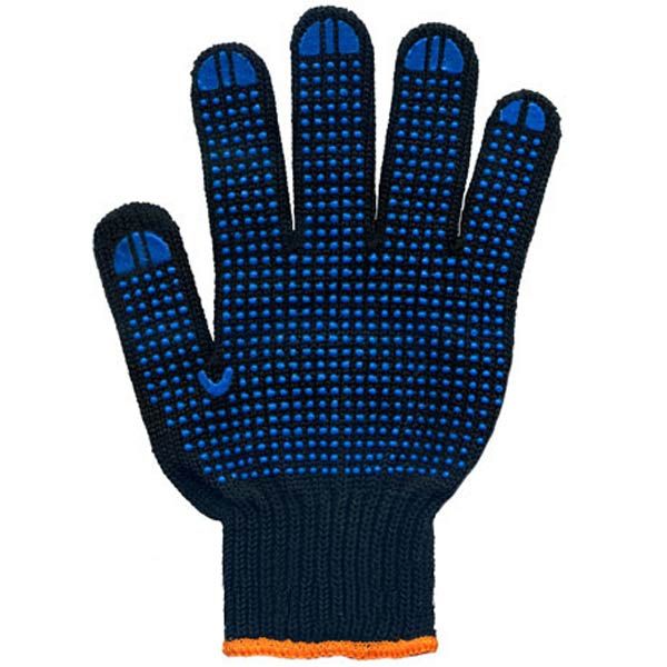 Рукавички робочі 4 нитки з ПВХ точкою V8411 чорні