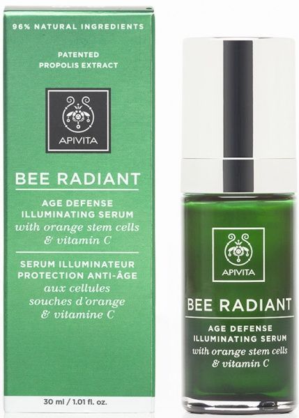 Сироватка Apivita для сяйва і захисту від передчасного старіння шкіри зі стовбуровими клітинами апельсина 30 мл