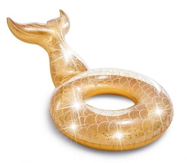 Круг для купання Intex 56258 Русалочка Золотий блиск 175х119 см