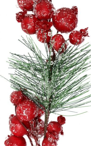 Гілочка декоративна Пучок сосновий з ягодами з кристаликами 25 см RS1Z1853-25 