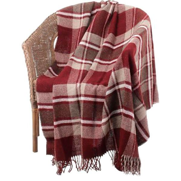 Плед вовняний 140x210 см коричневий у клітинку Vladi 