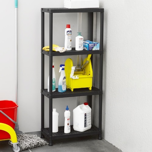 Стелаж пластиковий Toomax 4 полиці 63-4 1380x300x600 мм чорний (142-TOOMAX) 