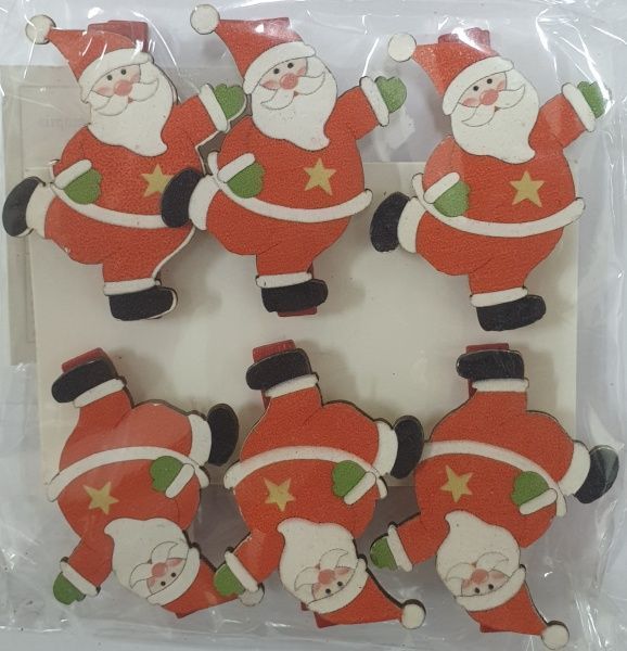 Деревянные новогодние прищепки ПіонеR 4,5 см 6 шт. 91116-PN 