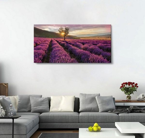 Репродукция Лавандовое поле 96x48 см 