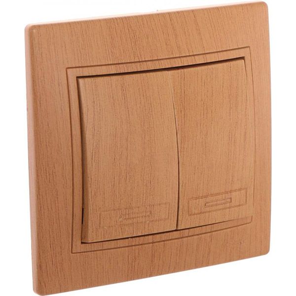 Вимикач двоклавішний Lezard Mira без підсвітки 220В дуб матовий 701-5151-101